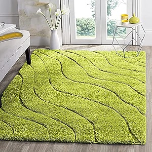 Textured Wave Shaggy Rectangular Carpet For Living