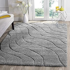 Textured Wave Shaggy Rectangular Carpet For Living