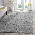 Textured Wave Shaggy Rectangular Carpet For Living