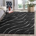 Textured Wave Shaggy Rectangular Carpet For Living