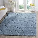 Textured Wave Shaggy Rectangular Carpet For Living