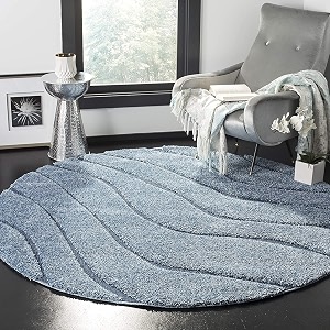 Textured Wave Square Shaggy Carpet for Living