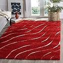 Textured Wave Square Shaggy Carpet for Living