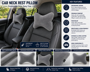 TEXUM Grey Memory Foam Car Pillow Cushion