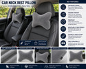 TEXUM Grey Memory Foam Car Pillow Cushion