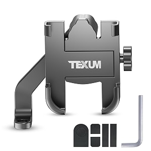 texum tmh-4 premium bike mobile holder for all smartphones  360 rotation  heavy-duty handlebar mount  shockproof amp anti-slip clamp  universal fit for bikes scooters amp bicycles black