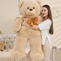 Tezituor Giant Teddy Bear, 4 Feet Soft Big Stuffed Animal Life Size 47 Inch Plush Bear Toy Valentines Anniversary Birthday Gift for Girlfriend Kids,Brown