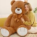 Tezituor Large Teddy Bear 5 Feet, Soft 59" Jumbo Bear Stuffed Animal Life Size Plush Bear Toy Valentine's Christmas Birthday Gift for Girlfriend Kids,Dark Brown