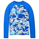TFJH E Girls &amp; Boys Long Sleeve Rashgurad Swimsuit UPF 50+ Kids Swimwear Sunsuits