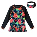 TFJH E Girls &amp; Boys Long Sleeve Rashgurad Swimsuit UPF 50+ Kids Swimwear Sunsuits