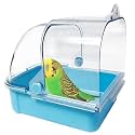 Tfwadmx Bird Cage Bath Hanging Bird Bath Supplies Parrot Bath Tub Water Shower Food Feeder Holder Tray for Small Birds Canary Budgies Cockatiel Lovebirds(Blue)