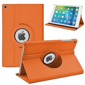 tgk 360 degree rotating leather smart case cover for ipad mini 2 - orange