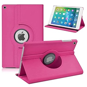 tgk 360 degree rotating leather smart case cover stand for ipad mini 2 - pink