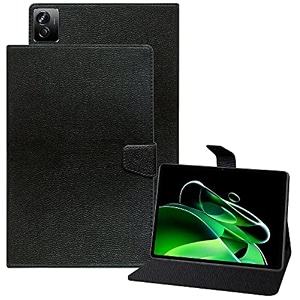 tgk executive leather flip case cover for realme pad x 11 inch tablet black