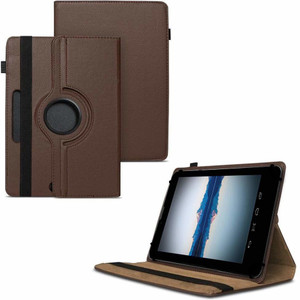 tgk flip cover for datawind moregmax 4g7 8 gb 7 inch tablet360 degree rotating universal case with 3 camera hole brown pack of 1