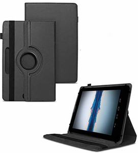 tgk flip cover for datawind moregmax 4g7 8 gb 7 inch tablet360 degree rotating universal case with 3 camera hole black pack of 1