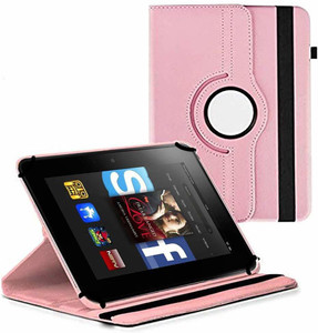 tgk flip cover for kindle fire hd 7 tablet 7 inch  rotating leather stand case pink cases with holder pack of 1