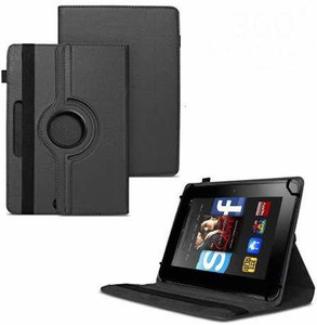 tgk flip cover for kindle fire hd 7 tablet 7 inch  rotating leather stand case black cases with holder pack of 1