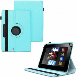 tgk flip cover for kindle fire hd 7 tablet 7 inch  rotating leather stand case blue cases with holder pack of 1