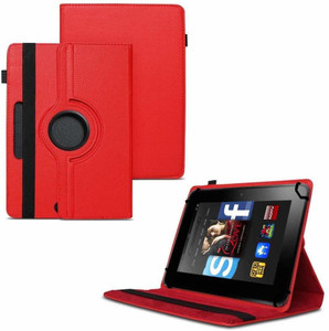 tgk flip cover for kindle fire hd 7 tablet 7 inch  rotating leather stand case red cases with holder pack of 1