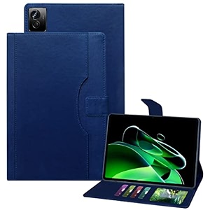 tgk flip case cover for realme pad x 11 inch tablet multi-angle with viewing stand leather dark blue