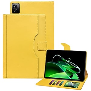 tgk multi-angle with viewing stand leather flip case cover for realme pad x 11 inch tablet cover yellow