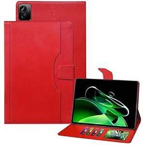 tgk leather flip case cover for realme pad x 11 inch multi-angle with viewing stand red