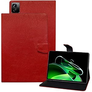 tgk plain design flip case cover for realme pad x 11 inch tablet with precise cutouts red