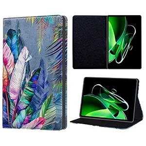 tgk printed classic design leather folio flip case with viewing stand protective cover for realme pad x 11 inch tab colorful feathers