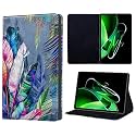 TGK Printed Classic Design Leather Folio Flip Case with Viewing Stand Protective Cover for Realme Pad X 11 inch Tab (Colorful Feathers)