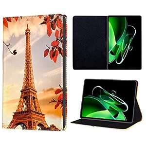 tgk printed classic design with viewing stand leather flip case cover for realme pad x 11 inch tablet with precise cutouts sunset design