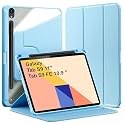 TGK Rotating Case for Samsung Galaxy Tab S9 11 inch/Galaxy Tab S9 FE 10.9 inch with Pencil Holder Trifold Stand Cover Clear Back (Mint Green)