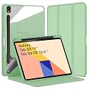 TGK Rotating Case for Samsung Galaxy Tab S9 11 inch/Galaxy Tab S9 FE 10.9 inch with Pencil Holder Trifold Stand Cover Clear Back (Mint Green)