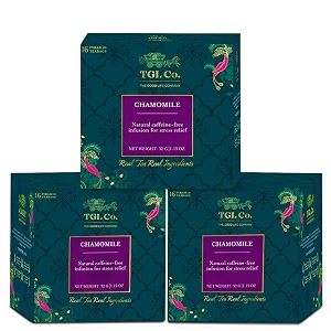 tgl cochamomile green herbal tea infusion 16 tea bags - pack of 3rich in anti oxidant  refreshing  no artificial flavor  improve digestion
