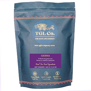 tgl co the good life company luxury teas geisha green leaf tea 50 gm