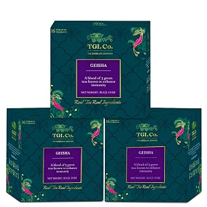 tgl cogeisha green tea infusion pack of 3 16 tea bags eachrich in anti oxidant  refreshing  no artificial flavor  improve digestion
