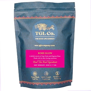 tgl co rose glow black loose leaves tea 200 gm  glowing skin  anti oxidant  improve skin amp hair health  anti ageing properties