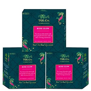 tgl rose glow black tea 48 tea bags with rose petals raisins mango apricots