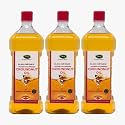 Thanjai Natural Groundnut Oil Virgin Unrefined Wooden Cold Pressed Natural Peanut Oil for Cooking- Heart Health + Cholesterol Free + No Preservatives (1L x 3 Groundnut Oil)