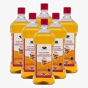 thanjai natural 6000ml groundnut oil unrefined wooden cold pressed peanut oil 100 natural no cholesterol  healthy cooking 1l x 6