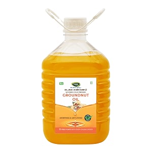thanjai natural groundnut oil virgin unrefined wooden cold pressed natural peanut oil for cooking- heart health  cholesterol free  no preservatives 3l cane groundnut oil