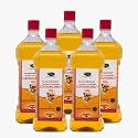 Thanjai Natural Groundnut Oil Virgin Unrefined Wooden Cold Pressed Natural Peanut Oil for Cooking- Heart Health + Cholesterol Free + No Preservatives (1Ltr x 5 Groundnut Oil)