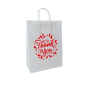 rangit bhumi - thank you gift bags - white paper bags with handles medium return gift bags party favor paper carry bags for gifting durable gift covers white- medium pack of 25