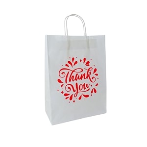 rangit bhumi - thank you gift bags - white paper bags with handles medium return gift bags party favor bags paper carry bags for gifting durable gift covers white- medium pack of 50