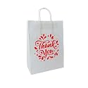 RanGit Bhumi - Thank You Gift Bags - White Paper Bags with Handles (Medium), Return Gift Bags, Party Favor Bags, Paper Carry Bags for Gifting, Durable Gift Covers (White- Medium, Pack of 50)