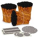 Thankful Greetings Brown Stick Black Tip Decorative Matches | 300+ Artisan 2” Safety Espresso Style Matchsticks with Adhesive Strikers | Great for Home Decor &amp; Candle Lovers
