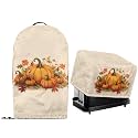Thanksgiving Day Pumpkins Print 2 Pcs Kitchen Appliance Dust Covers with Drawstring Hem for Countertop Stand Mixer Food Processor Blender and Toaster Maker Oven
