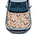 Thanksgiving Gnome Turkey Print Car Hood Cover Protector 59×39 Inch Stretchable Auto Hood Wraps Waterproof Halloween Automotive Exterior Accessories for Most SUV Sedans Trucks