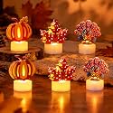 Thanksgiving LED Tea Lights Candles for Fall Home Decor, 6 Pcs Classic