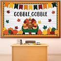 Thanksgiving Turkey Bulletin Board Set November Gobble Gobble Pumpkin Classroom Decorations Fall Thanksgiving Happy Turkey Day Paper Cutouts for Classroom School Home Chalkboard Wall Door Supplies